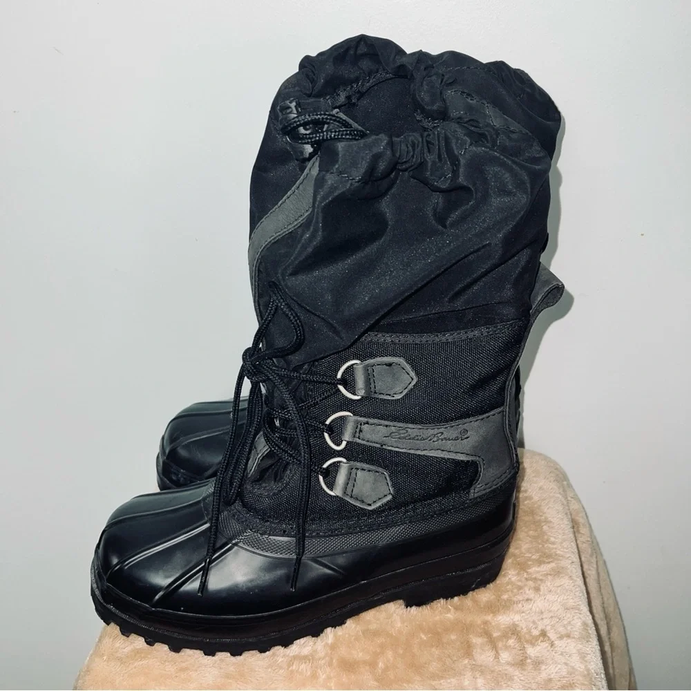 Eddie Bauer Black & Gray Insulated Duck Boots - Men’s Size 8